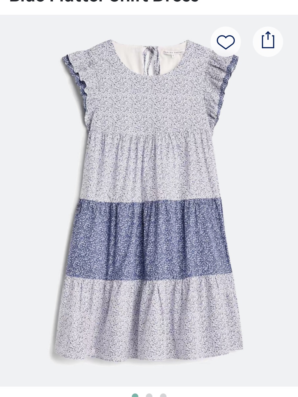English Factory Blue and White Floral Tiered Mini Dress
